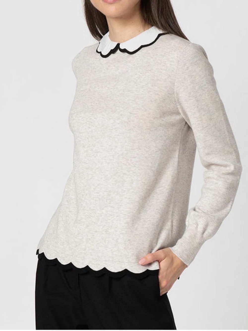 Ted Baker Lheo Wool Blend Scallop Collar Sweater Top Size 2
